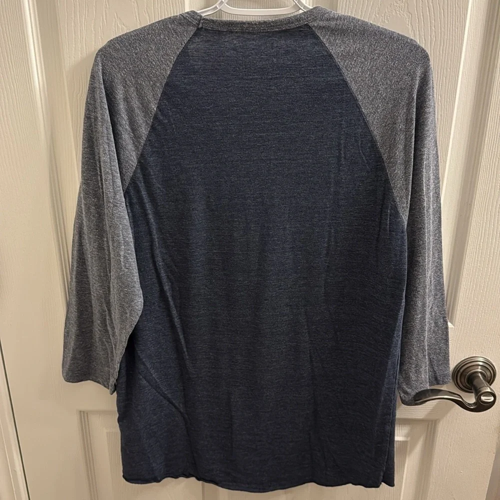 Lucky Brand Fender Blue and Gray 3/4 Sleeve Tee - Picture 3 of 3